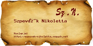 Szpevák Nikoletta névjegykártya