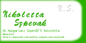 nikoletta szpevak business card